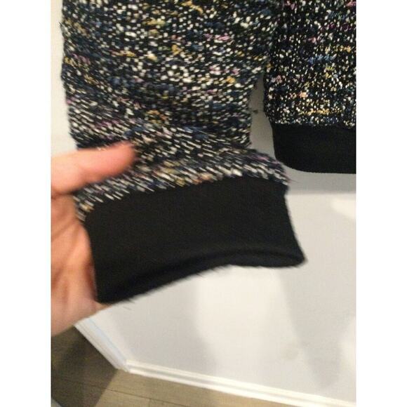 Rebecca Taylor multi tweed bomber jacket sz 4 short black cotton zip up textured - Picture 11 of 15